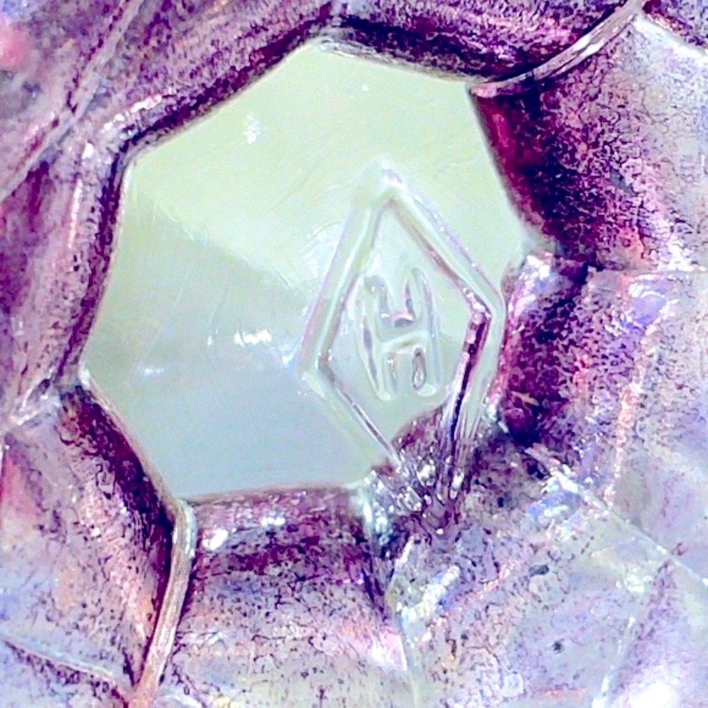 Antique Carnival Glass Covered Candy Jar Clear Amethyst Iridescent Signed Heisey - Picture 6 of 9